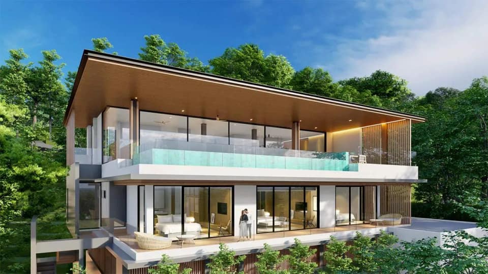La Vista Villas — Bedrooms opening onto the pool terrace