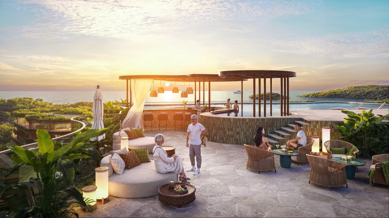 Layan Verde — Ocean club at sunset