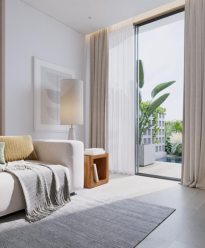 1-bedroom apartment living area, Layan Green Park