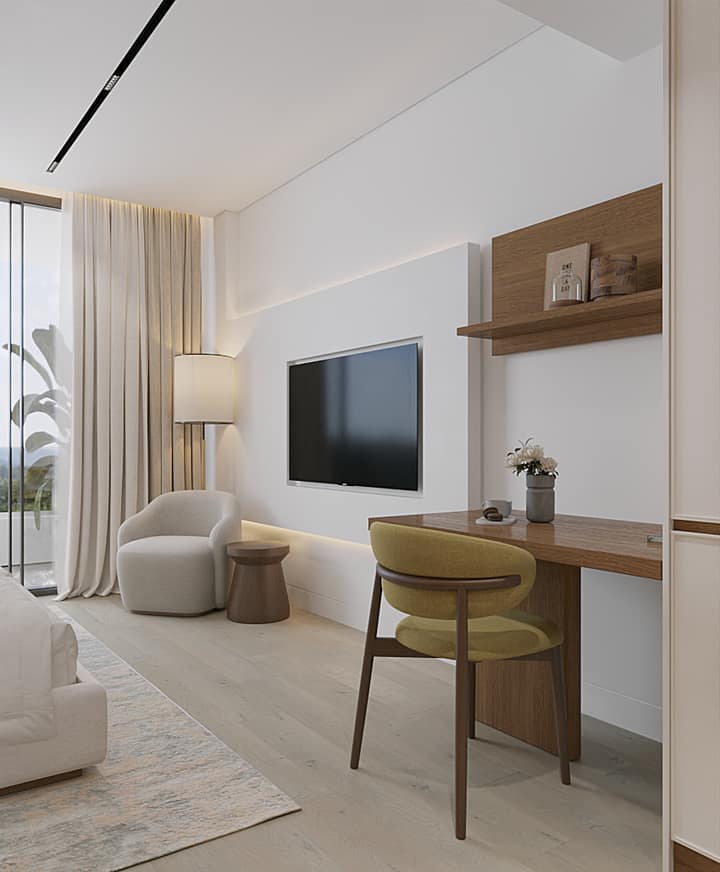 Studio apartment work desk, Layan Green Park